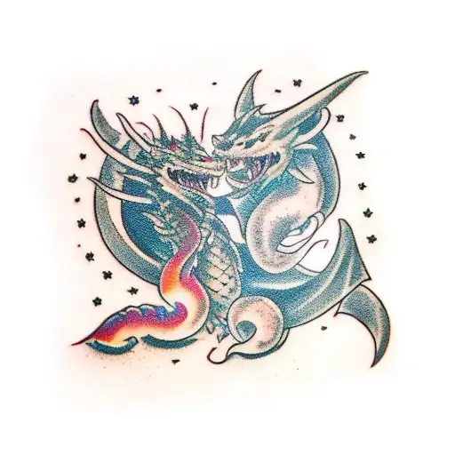 Wizard And Warrior Fight A Dragon