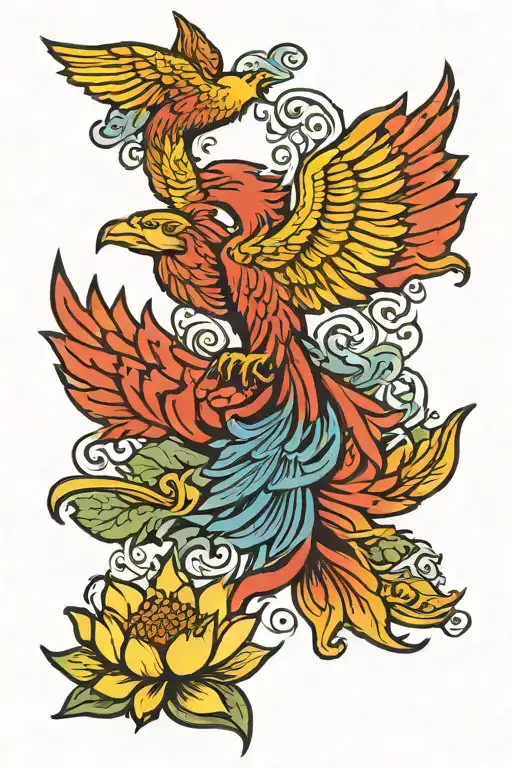 Pheonix Rising From A Lotus Flower