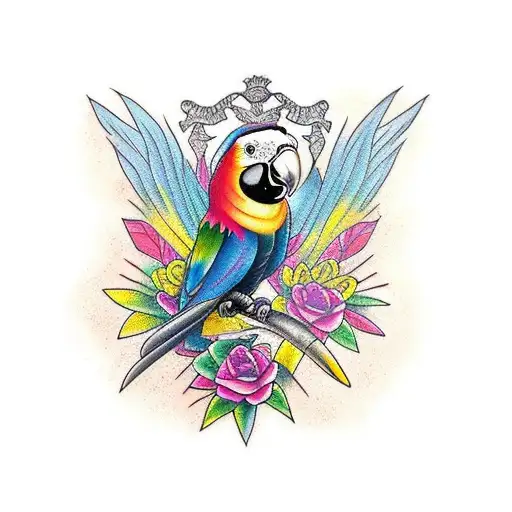 A Colorful Parrot Perched On A Crystal Cluster