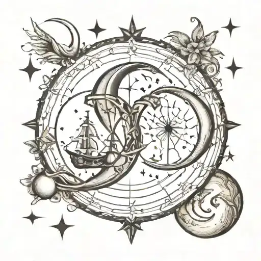 Capricorn And Libra Constellation Moon Surrounded