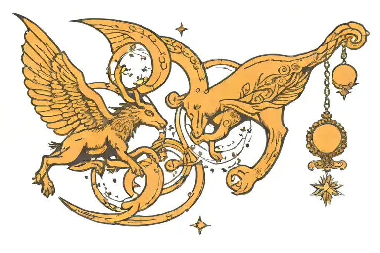 Capricorn And Libra Constellation Moon Surrounded