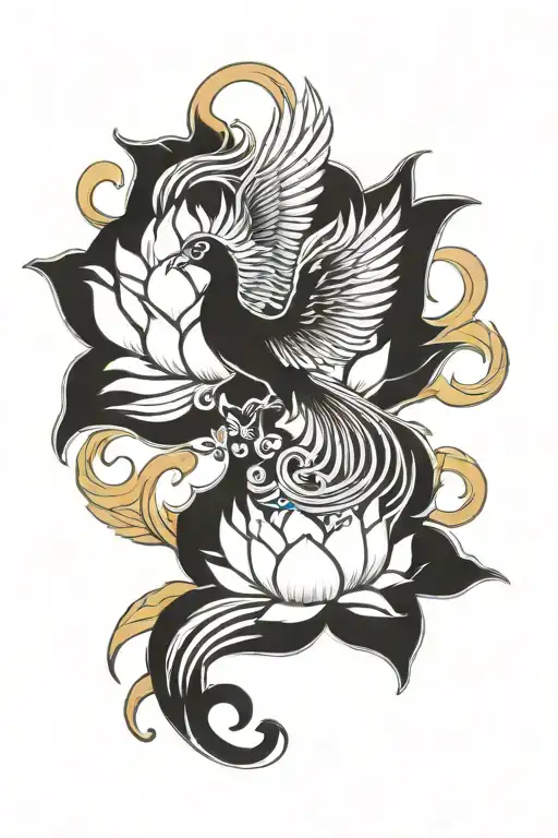 Pheonix Rising From A Lotus Flower