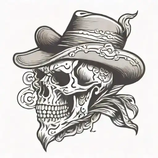 Skull Wearing Cowboy Hat