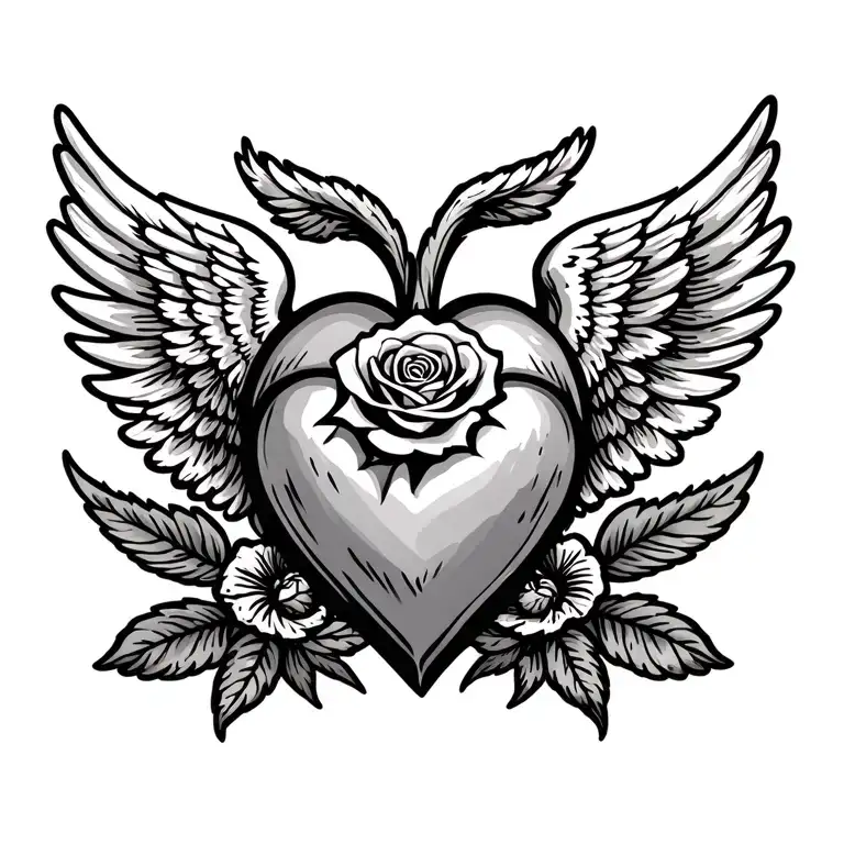 A Heart With Angel Wings A Grot Rose
