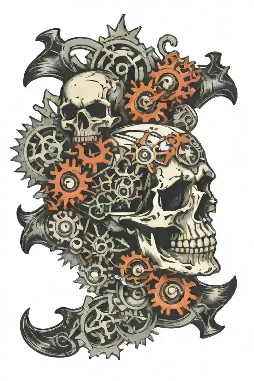 Mechanical Gears And Punk Skull