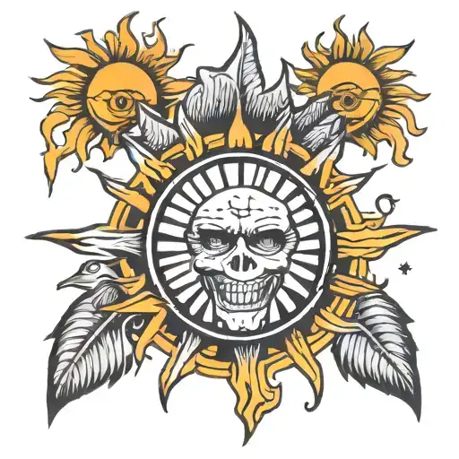 Punk Rock Inspired Sun Tattoo Idea
