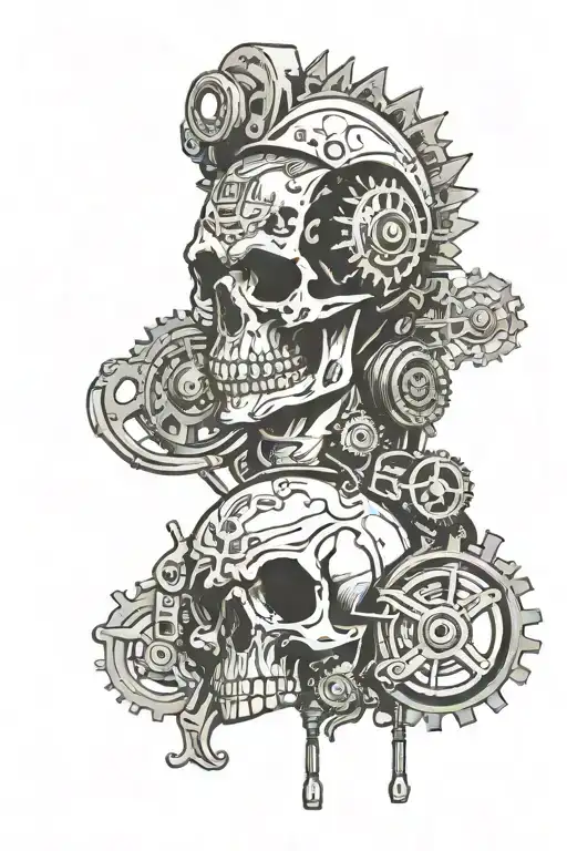 Mechanical Gears And Punk Rocker Perfecto In Skull