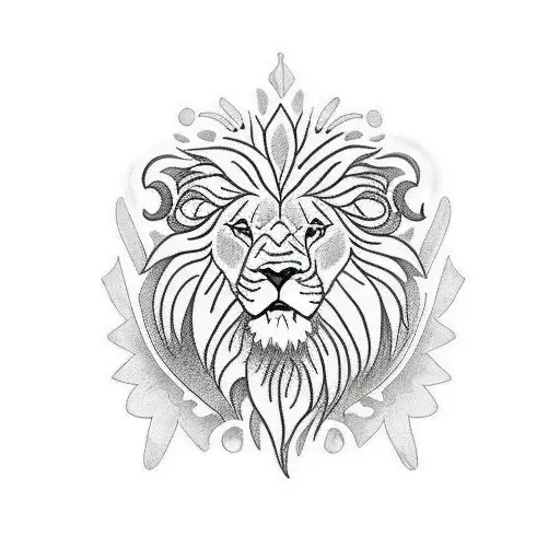 Lion Lionceaux Plumes Fleurs Juillet