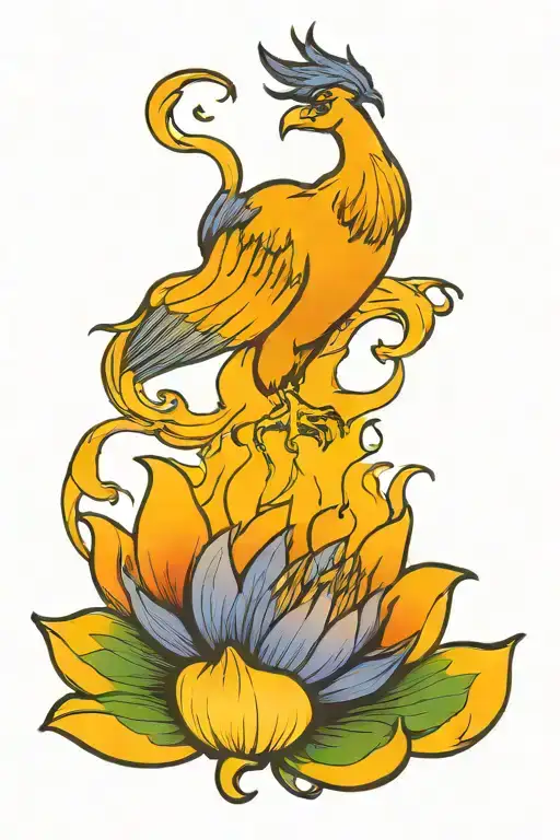 Pheonix Rising From A Lotus Flower