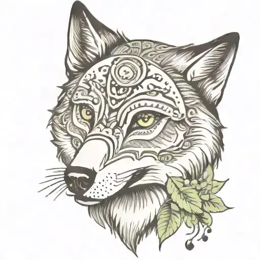 Wolf With Beauty Wellness Mask And Cucumbers On Eyes