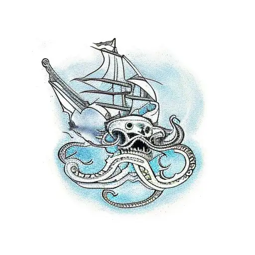 Kraken Taking A Ship Down