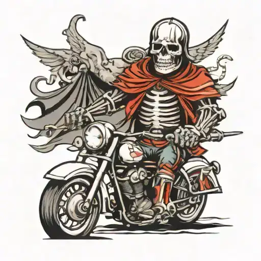 Skeleton Knight On Harley Davidson Motorcycle