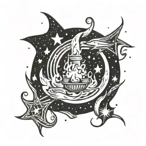 Fire Inside Galaxy Filled With Stars