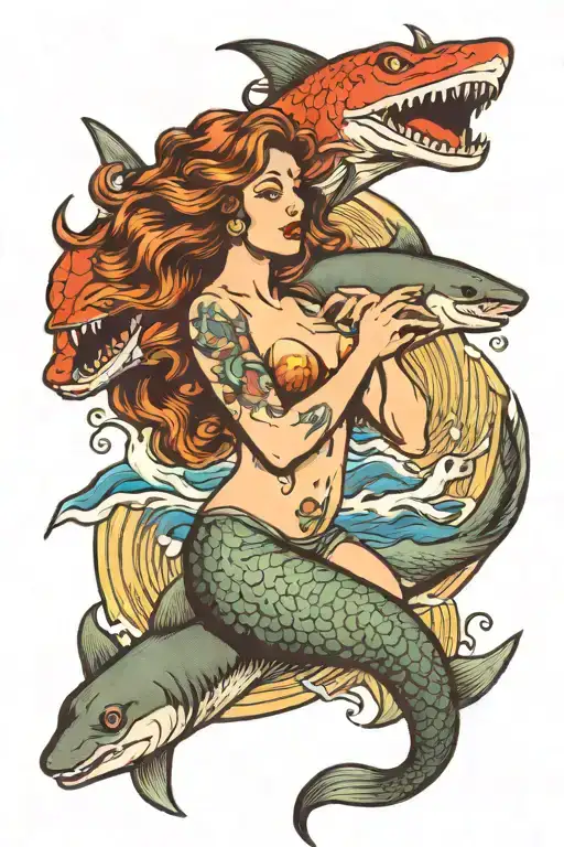 Mermaid With Shark
