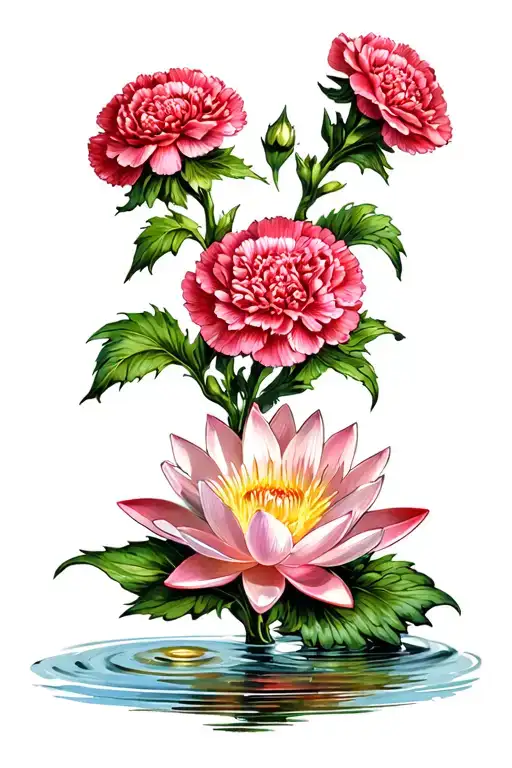 Carnation And Water Lily
