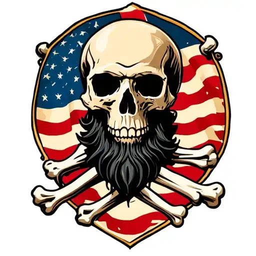 Black Beard Skull And Bones With The Marine Corps Emblem Flag Behind The Skull And Bones
