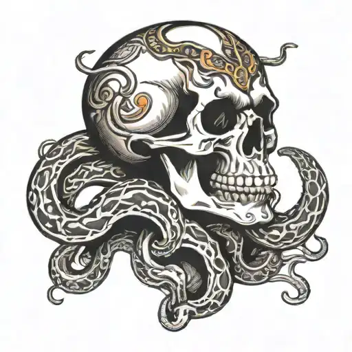 Skull With Snakes Coming Out Of It