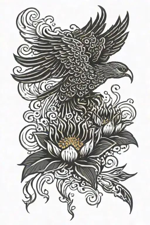 Pheonix Rising From A Lotus Flower