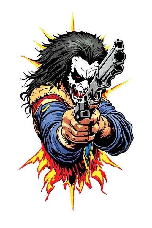 Lobo Dc Villain Wielding A Gun
