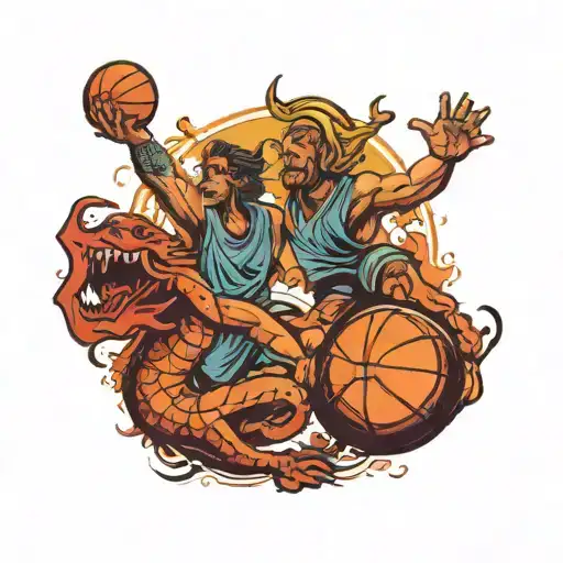 Scorpio And Pisces Zodiac Sign Playing Basketball