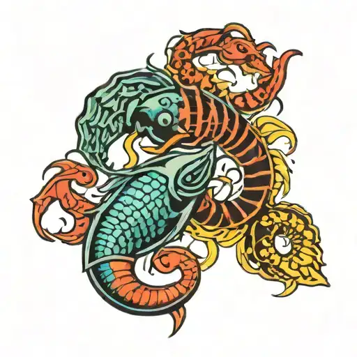 Scorpio And Pisces Zodiac Sign Tattoo With Virgo Protector