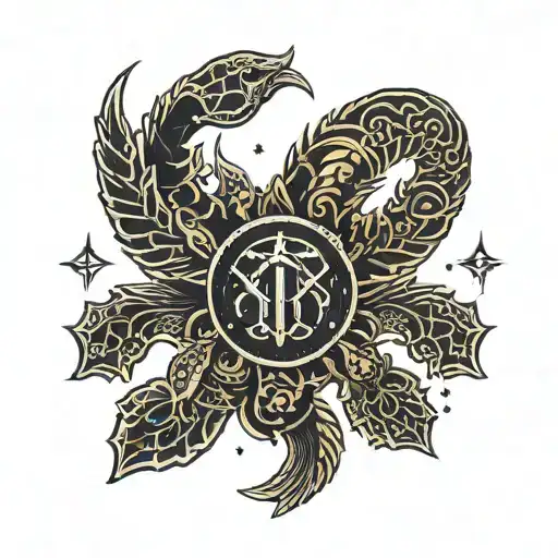 Scorpio And Pisces Zodiac Sign Tattoo With Virgo Constellation