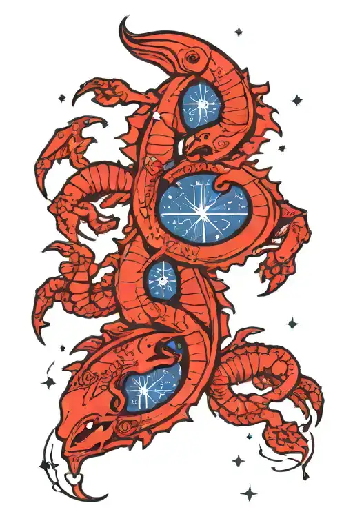 Scorpio And Pisces Zodiac Sign Tattoo With Virgo Constellation