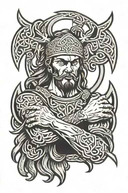 Celtic Warrior With Knot Design Incorporating