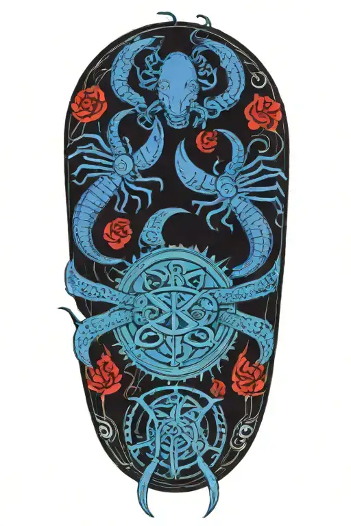 Scorpio And Pisces Zodiac Sign Tattoonwith Virgo And Cancer Protectors