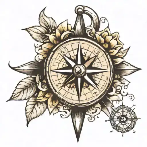 Compass And Sunflower And Birth Date