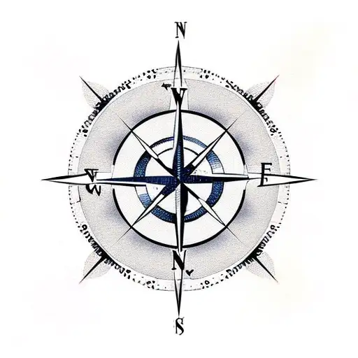 Compass With Mountain With Waves