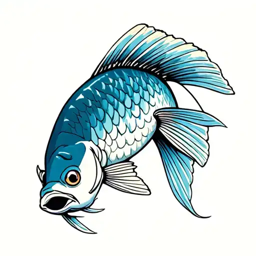 Japan Fish In Old School Style