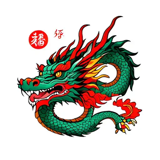 Japan Dragon In Old School Style