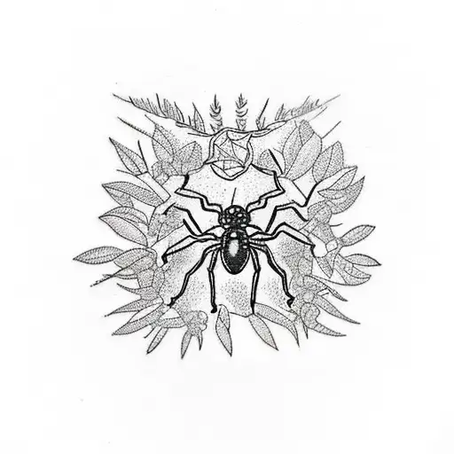 An Intricate Tattoo Showcasing The Beauty Of Olive Trees Intertwined With Spider Webs