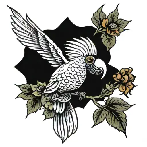 Cockatoo Holding A Sunflower