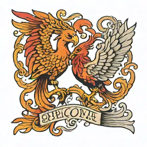 Two Baby Pheonix As Pisces And Scorpio Zodiac Sign