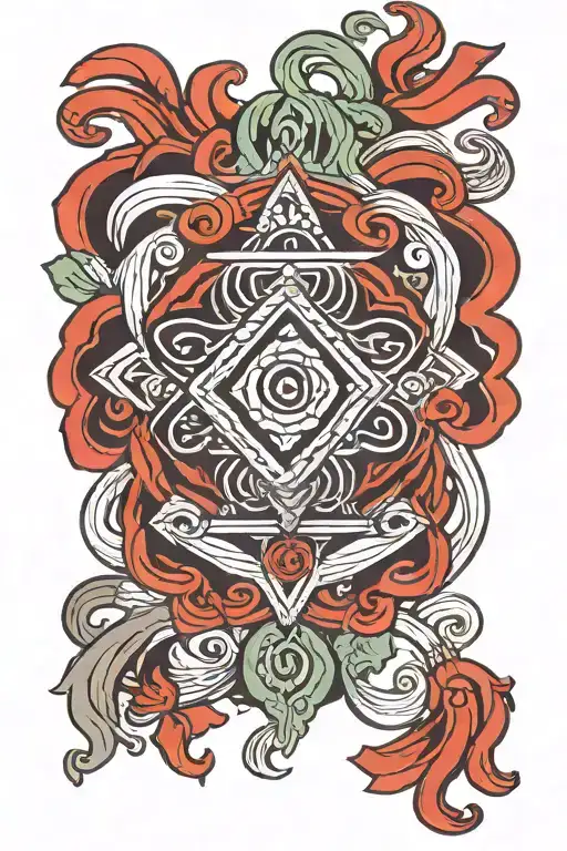 Wavy Chakra Surrounded By Ribbon Intertwined