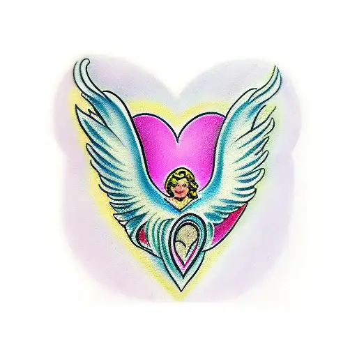 Angel With A Heart Around It Halo On Top