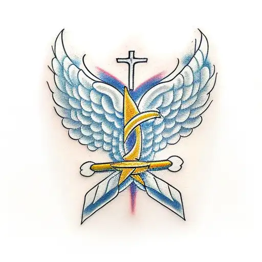 Angel Wing With Cross In The Middle