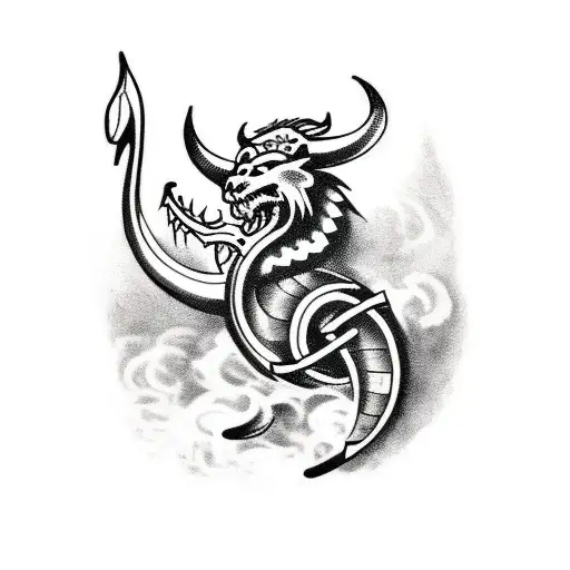 Viking Tattoo With Dragon And Bear