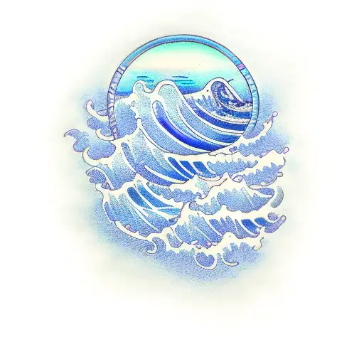 Linear Panoramic Blue Ocean Wave