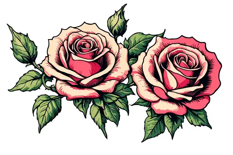 Group Of Roses In A Straight Line To Go On Lower Back