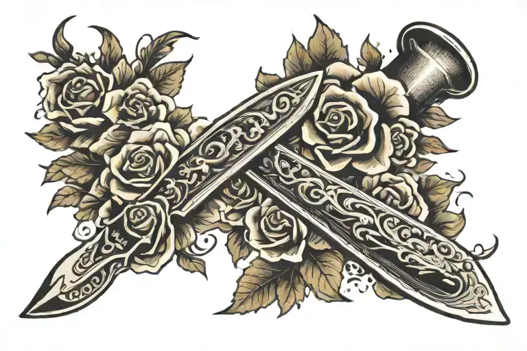 Straight Razor And Flowers