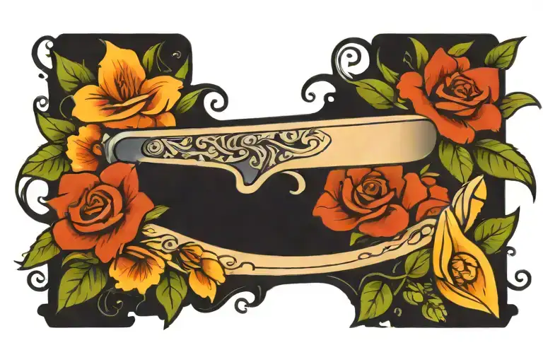 Straight Razor And Flowers