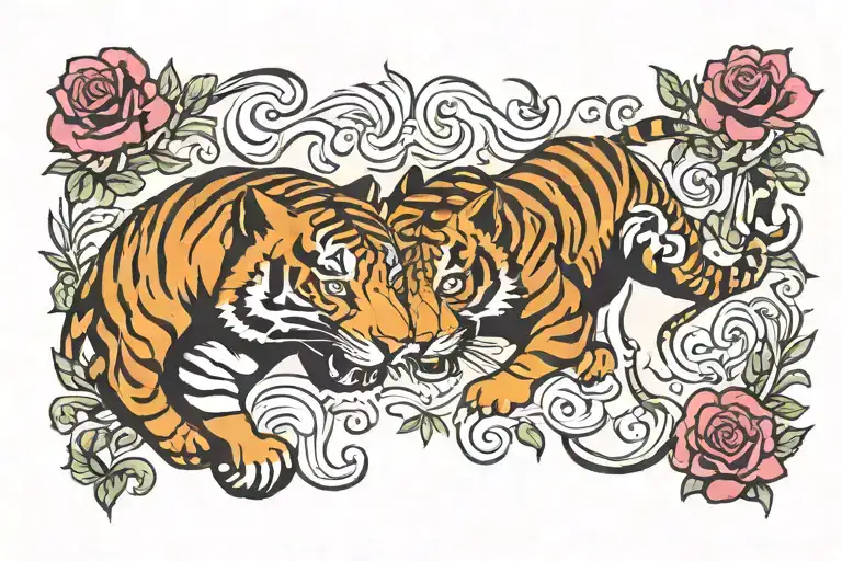 Tiger And Panther Fight
