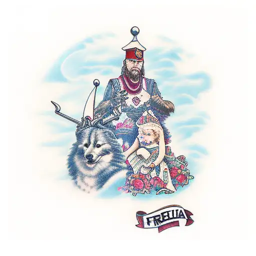 Mom & Dad & Freya In Scrolls With An Eagke