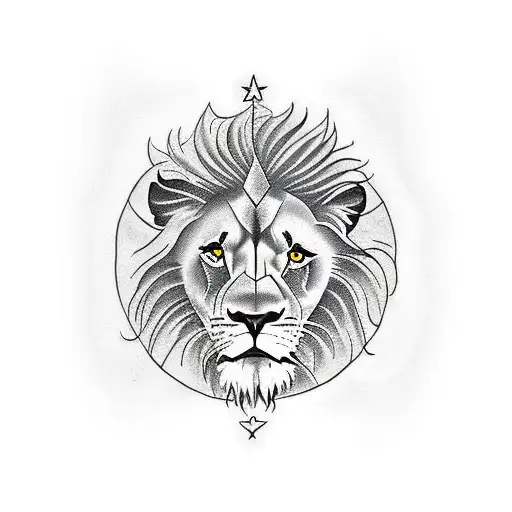 Lion With Writing And Black Sun