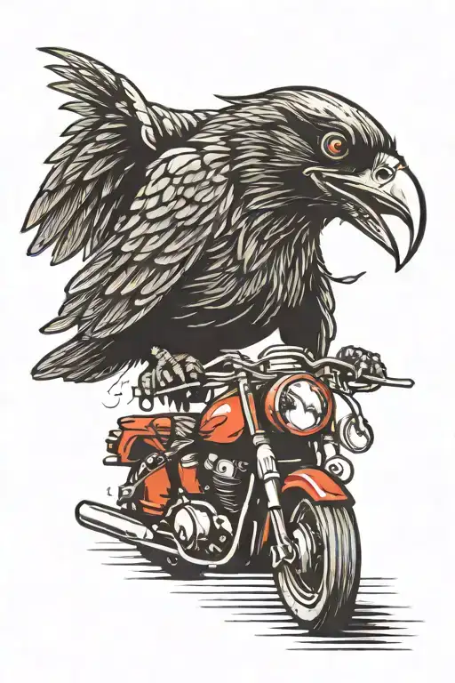 Laughing Raven On A Motorcycle