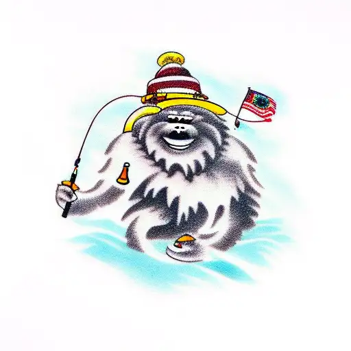 Yeti Fishing In A River