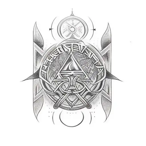 Norse Sleeve Including Vegvisir And Valknut Symbols